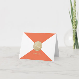 Orange minimalist modern wedding thank you card