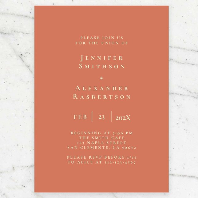 Orange Minimalist Wedding Invitation (Creator Uploaded)
