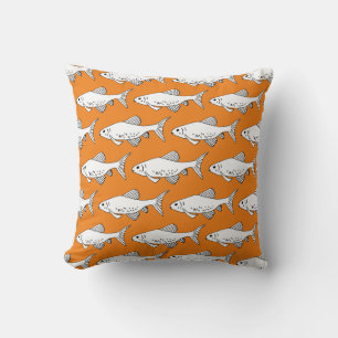 Orange Minnow Pattern Fish Cushion