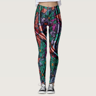 Orange Mint Purple Floral #2 Leggings