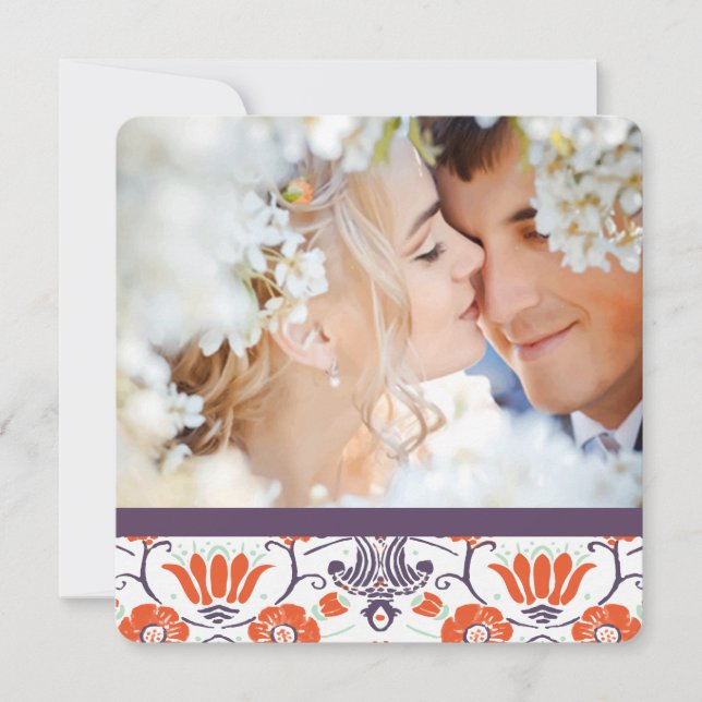 Orange Mint Purple Photo Modern Save the Date (Front)