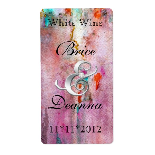 Orange Mist Wedding Wine Label (Front)