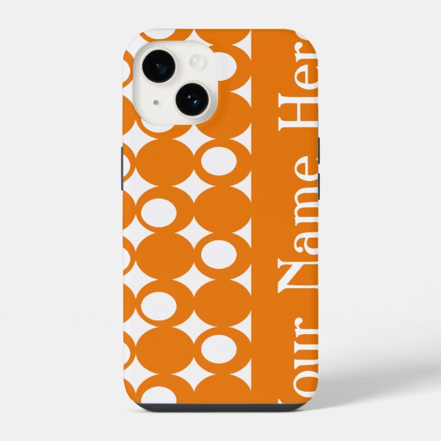 Orange Mod Ball Design with name iPhone Case (Back)