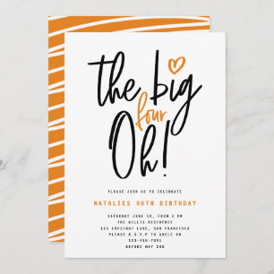 Orange modern 40th birthday party typography