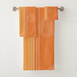 Orange Modern Abstract Stripe Bath Towel Set