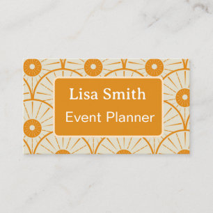 Orange Modern Art deco sun Event Planner  Business Card
