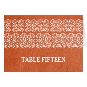 Orange Modern Bohemian Table Number Card