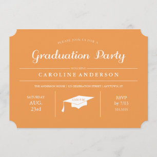 Orange Modern Chic Graduation Invitation