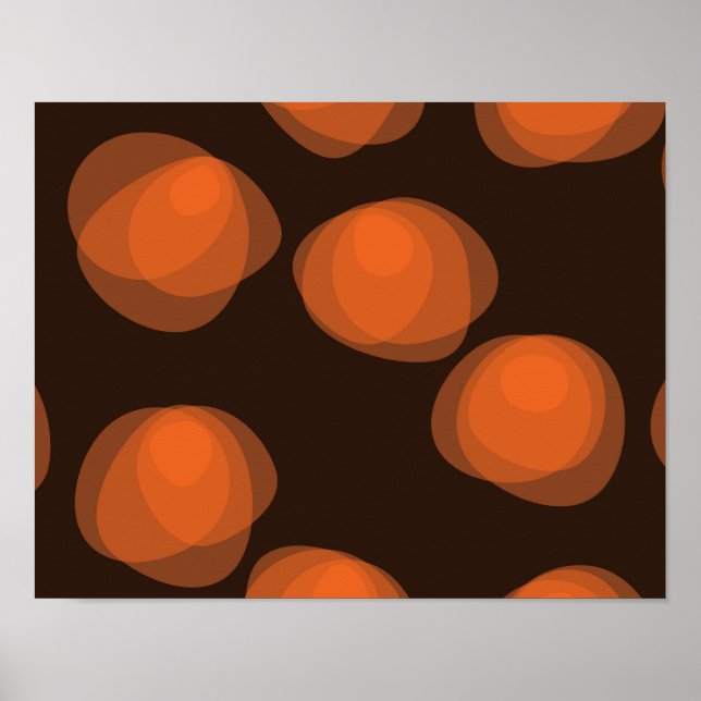 Orange, modern, cool, trendy abstract flowers poster (Front)