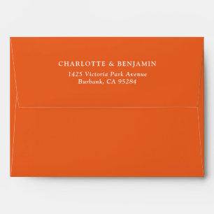 Orange Modern Custom Wedding 5.25x7.25 Envelope