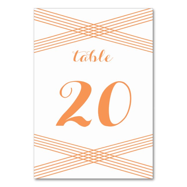 Orange Modern Deco Table Card (Front)