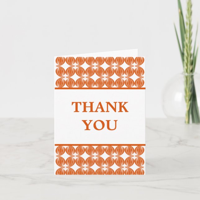 Orange Modern Deco Thank You Card (Front)