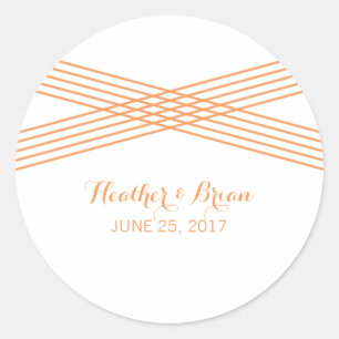 Orange Modern Deco Wedding Stickers