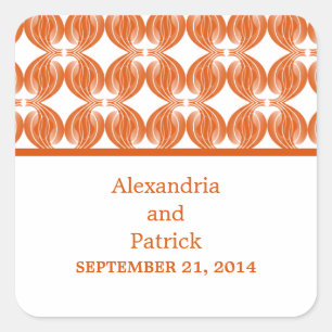 Orange Modern Deco Wedding Stickers