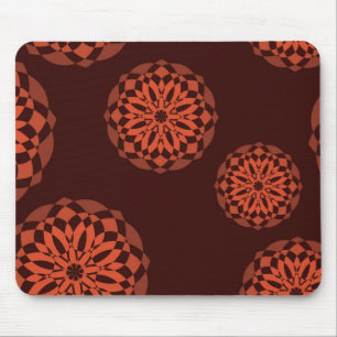 Orange, modern, decorative, geometric flowers mouse pad