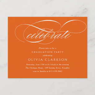 Orange Modern Elegant Script Graduation Party Enclosure Card