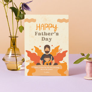 Orange Modern Father And Son   Happy Father's Day  Card