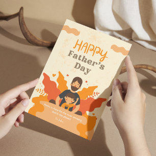 Orange Modern Father And Son Happy Father's Day Postcard