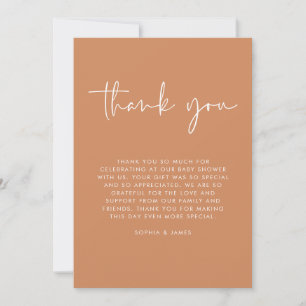 Orange Modern Gender Neutral Baby Shower Thank You Invitation