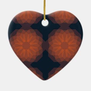 Orange, modern geometric flower abstraction ceramic ornament