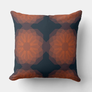 Orange, modern geometric flower abstraction cushion