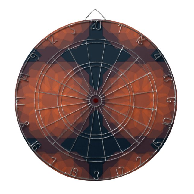 Orange, modern geometric flower abstraction dartboard (Front)