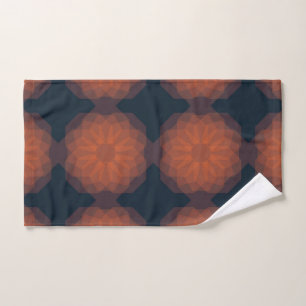 Orange, modern geometric flower abstraction hand towel