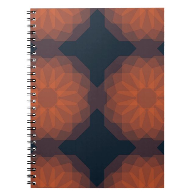 Orange, modern geometric flower abstraction notebook (Front)