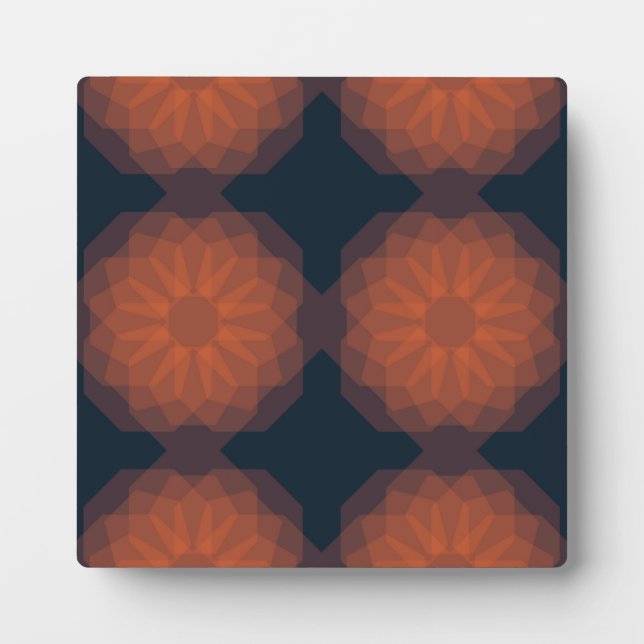 Orange, modern geometric flower abstraction plaque (Front)