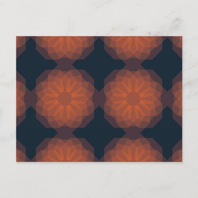 Orange, modern geometric flower abstraction postcard (Front)