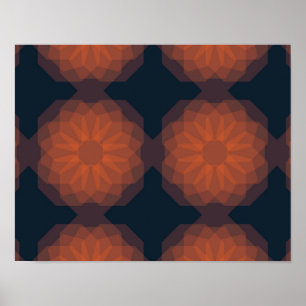 Orange, modern geometric flower abstraction poster