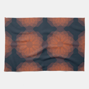 Orange, modern geometric flower abstraction tea towel