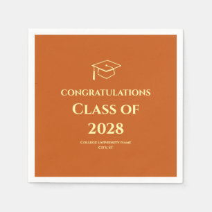 Orange Modern Graduation Congratulations Party Napkin
