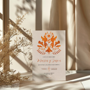 Orange Modern Minimalist Elegant Spanish Wedding Invitation