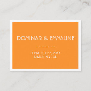Orange Modern Minimalist Wedding Place Cards