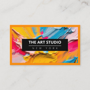 Orange Modern Name Artwork Artist Art Studio Business Card