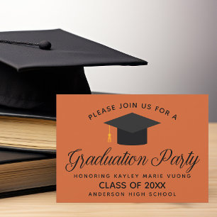 Orange Modern Personalised Graduation Party Invitation