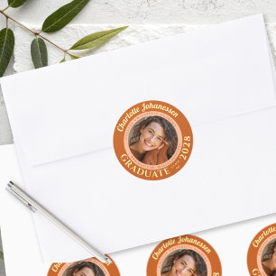 Orange Modern Photo Graduation Envelope Seal
