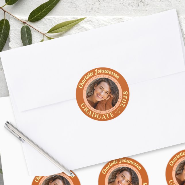 Orange Modern Photo Graduation Envelope Seal (Creator Uploaded)