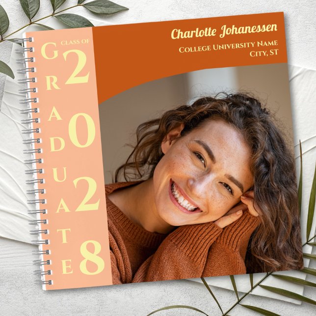 Orange Modern Photo Graduation Guestbook Notebook (Creator Uploaded)