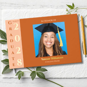 Orange Modern Photo Graduation Party Gold Foil Gue Guest Book