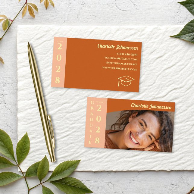 Orange Modern Photo Graduation Photo Name Card (Creator Uploaded)