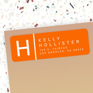 Orange   Modern Return Address Return Address Label