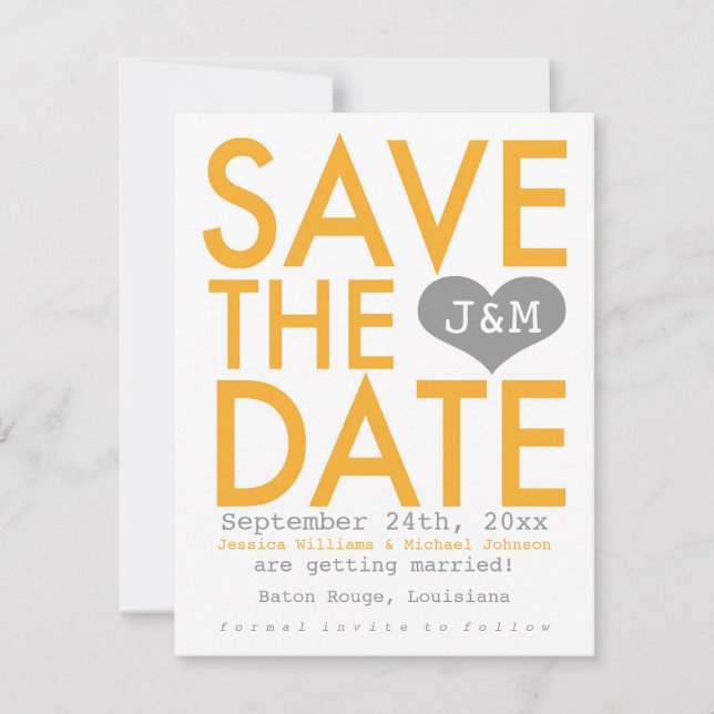 Orange Modern Save the Date (Front)