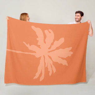Orange Modern Summer Tropical Palm Tree Fleece Blanket