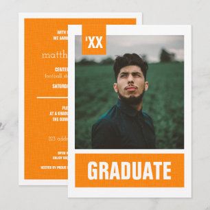 Orange Modern Textured Photo Graduation Invitation