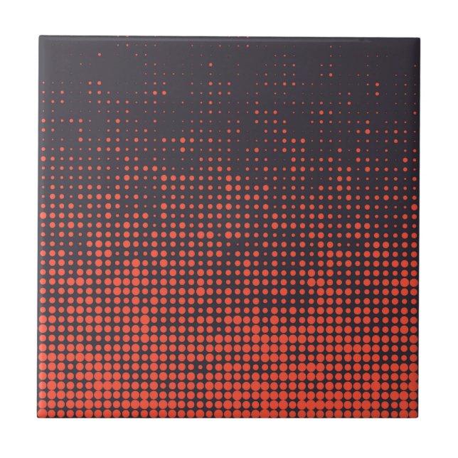 Orange, modern, urban halftone dots pattern design ceramic tile (Front)