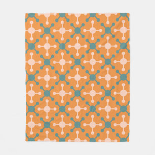 Orange Molecule Shape Geometric Retro Pattern  Fleece Blanket