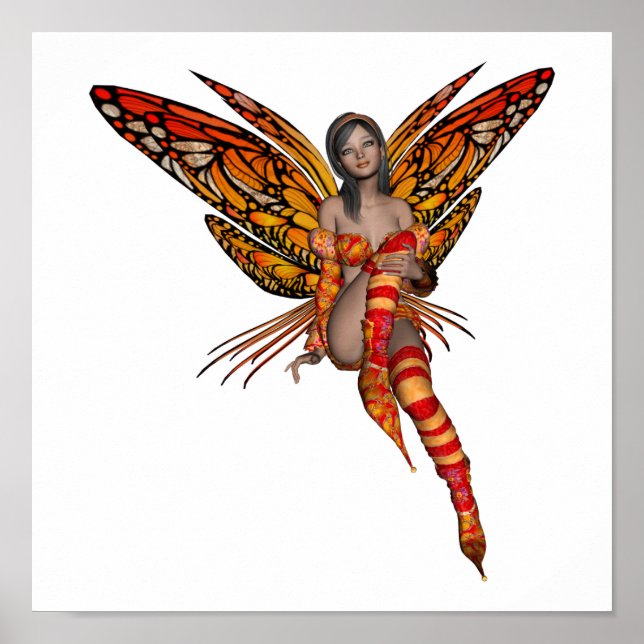 Orange Monarch Butterfly 3D Pixie - Fairy 1 Poster (Front)