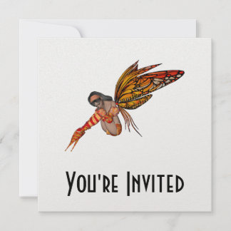 Orange Monarch Butterfly 3D Pixie - Fairy 2 Invitation